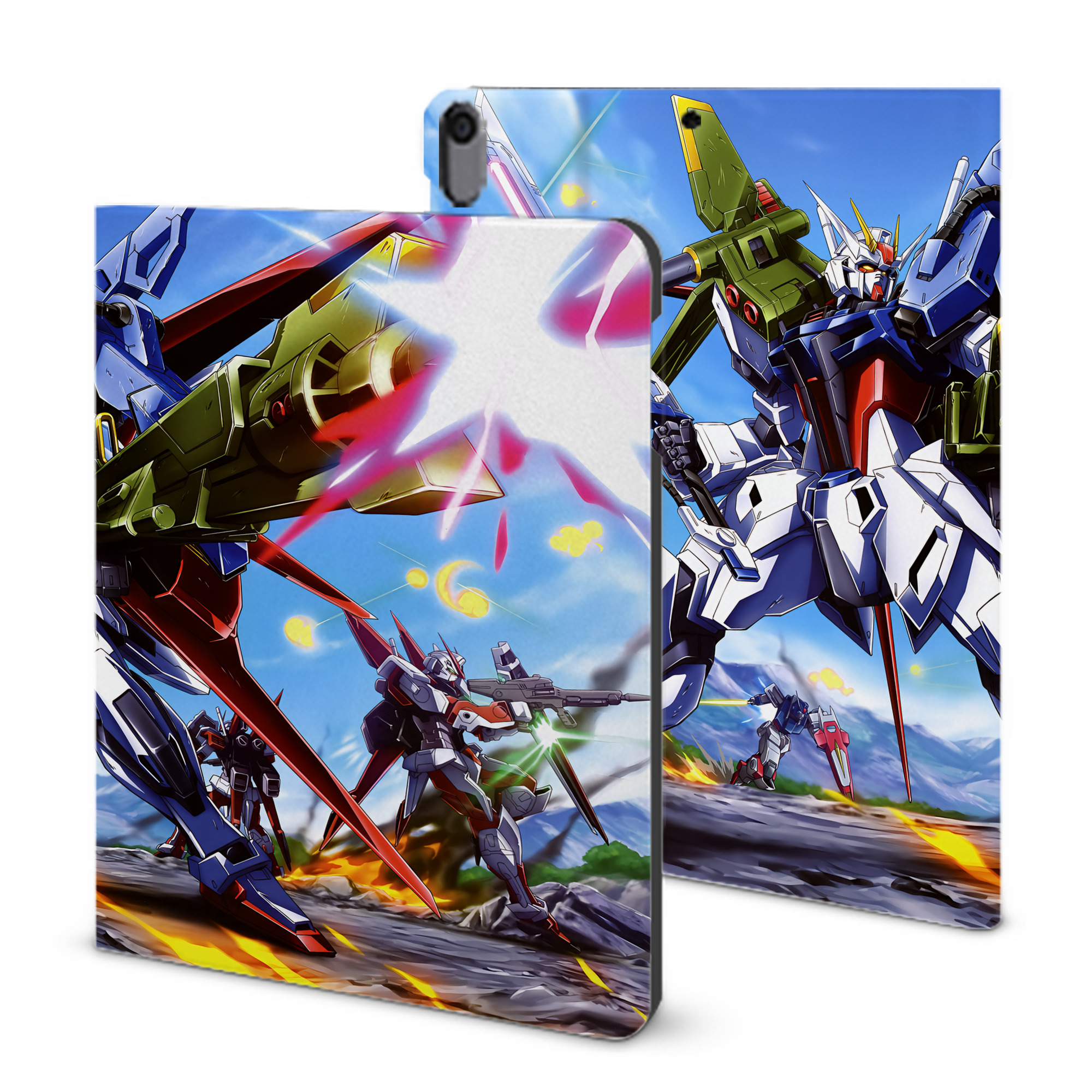 （画像用） 機動戦士ガンダム Mobile Suit Gundam IPad ケース ブック型 PUレザー TPU 耐衝撃 軽量 薄型 ペン収納なし 全面保護 IPad 各モデル対応
